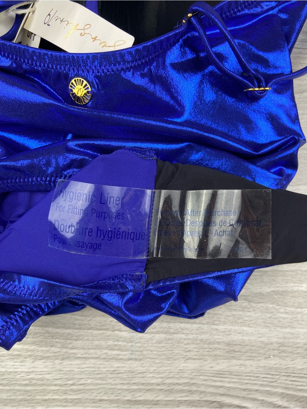 Sunshine 79 High Shine Blue Sparkle Bandeau One Piece Swimsuit Size 6 - Picture 13 of 16